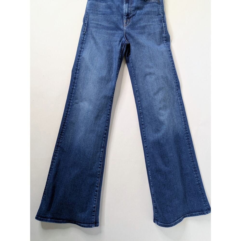 MOTHER Hustler Roller Heel 24 Blue High Rise Wide Leg Clean Hem Full Length 31" - Picture 5 of 15